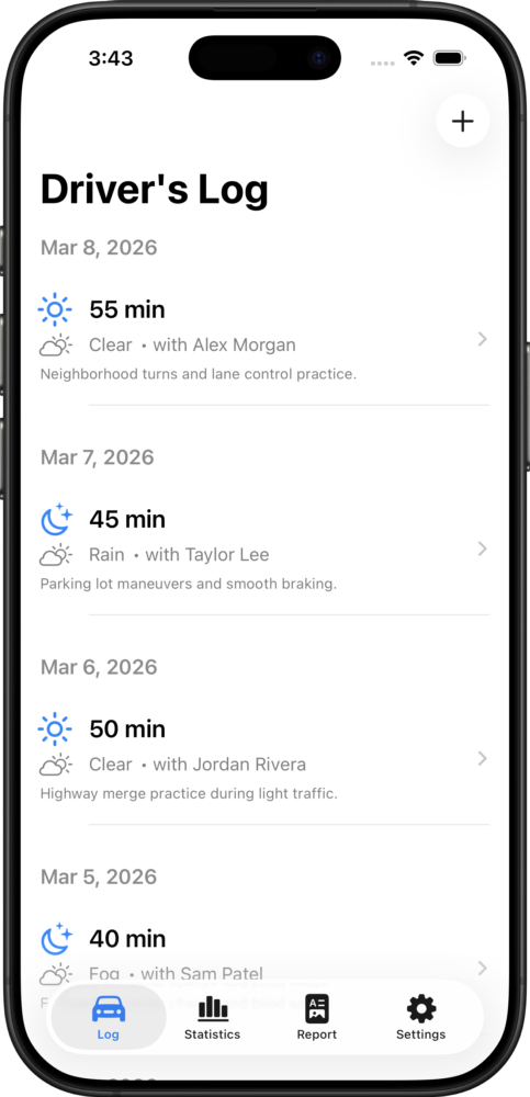 Driving Log screenshot
